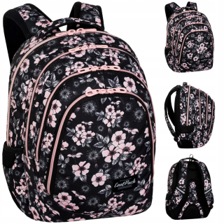 CoolPack viackomorový školský batoh, čierny, odtiene ružovej, 28 l
